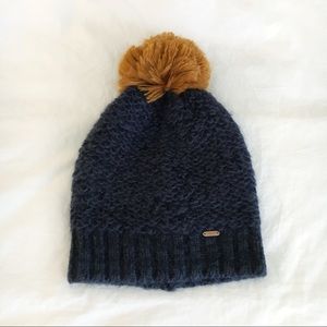 Free People Navy/Mustard Pom Beanie